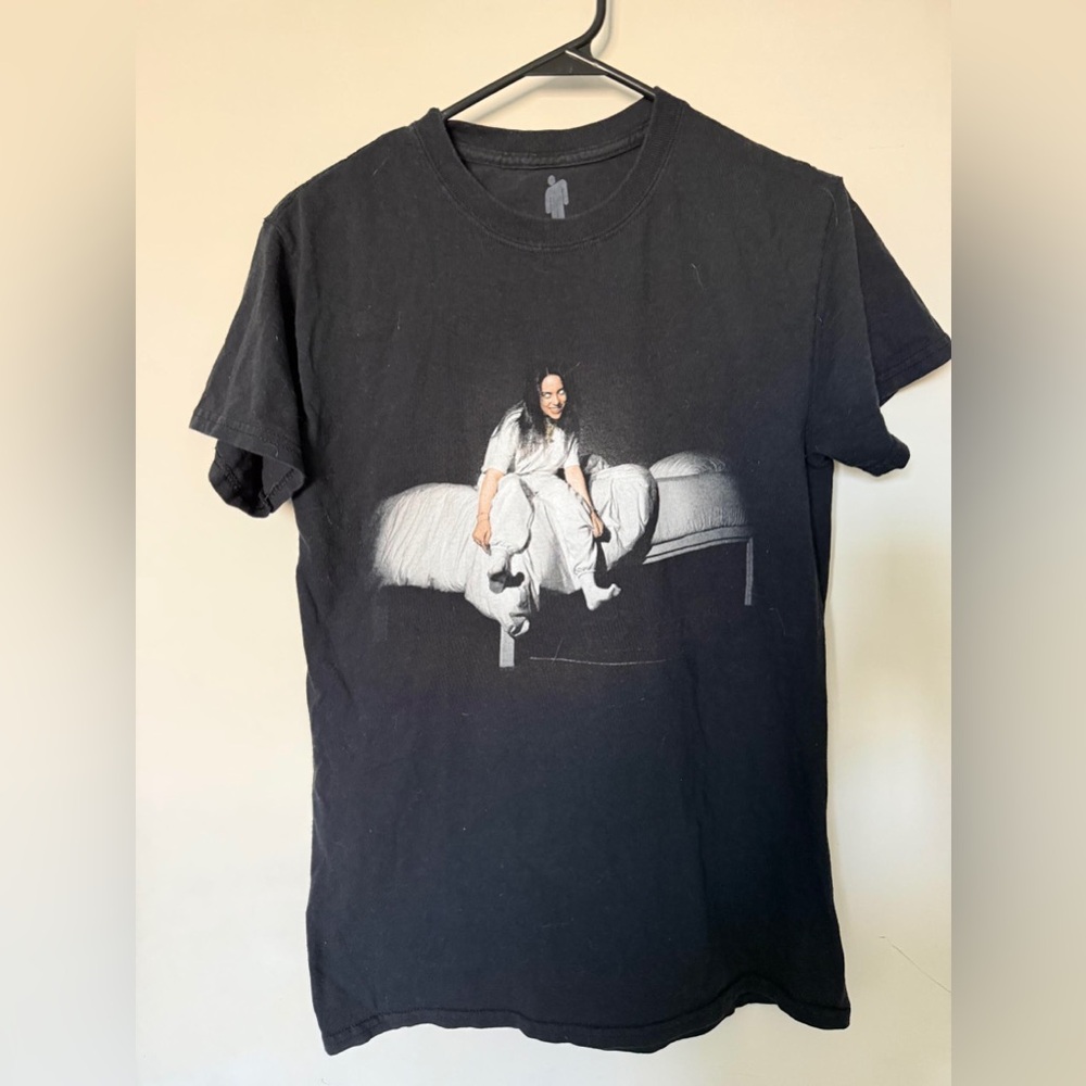 Men's Black Graphic Short Sleeve Tee with White Photo Print